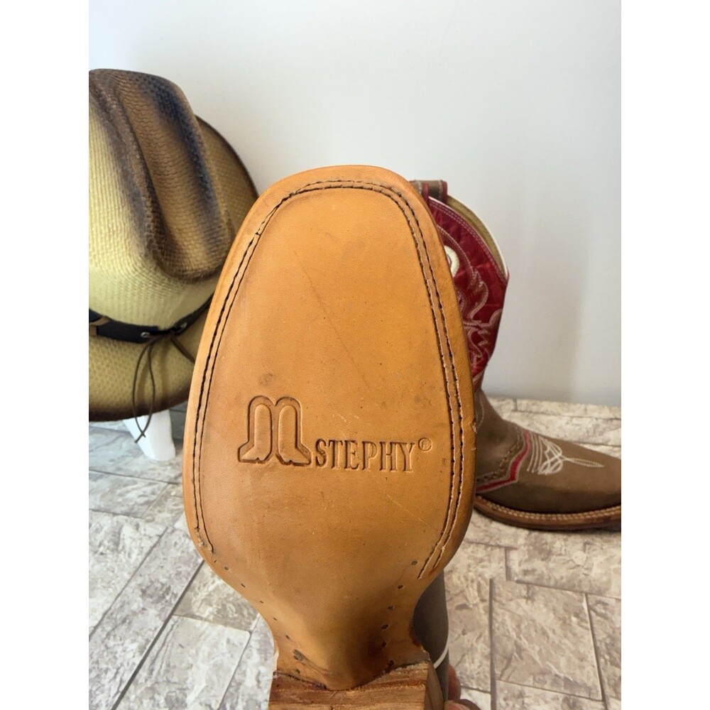 Stephy Big Girl Cowgirl Boots Boots By Lamas Square Toe Brown Leather US 5.5 - Picture 11 of 16